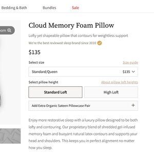 Saatva Memory Foam Pillow-BNIB
